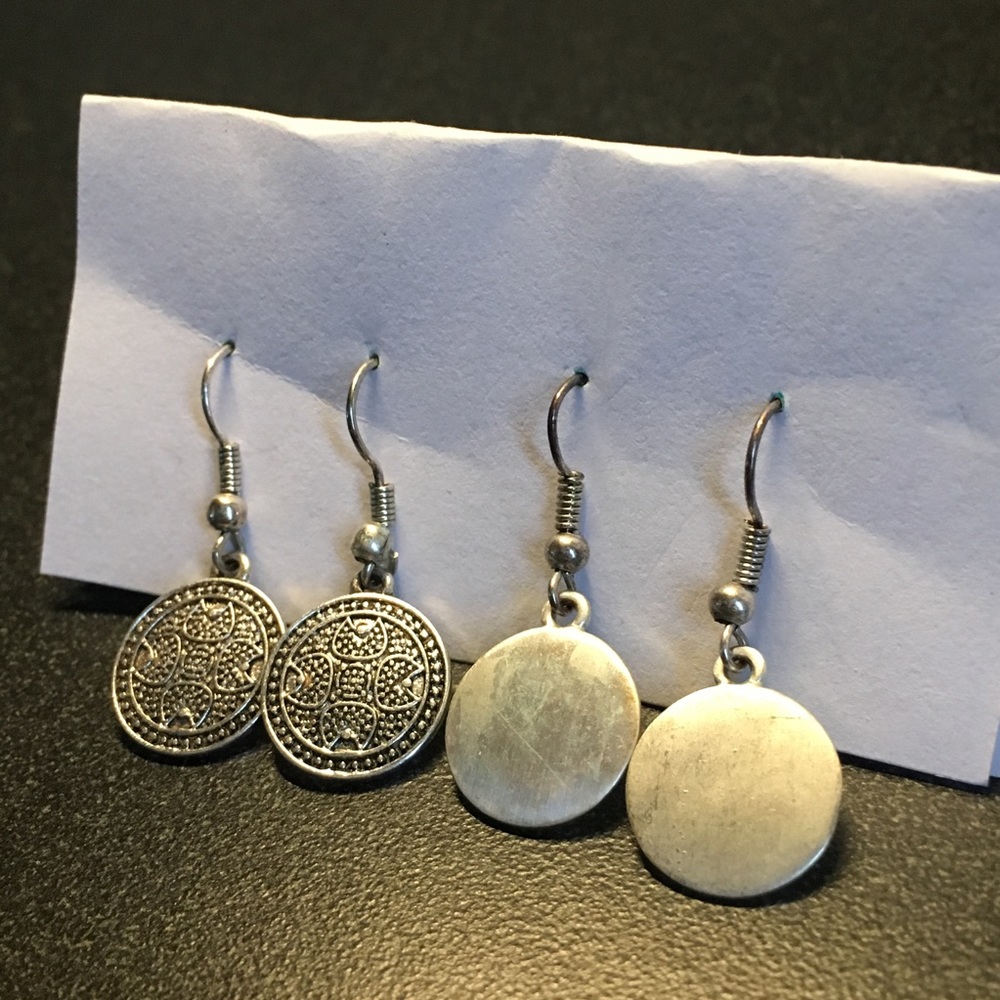 Silver pendant earrings